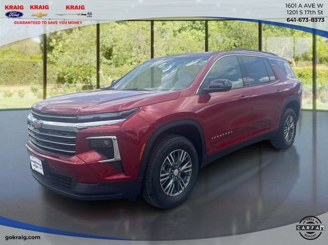 2026 Chevrolet Traverse LT in Radiant Red Tintcoat — front three-quarter view