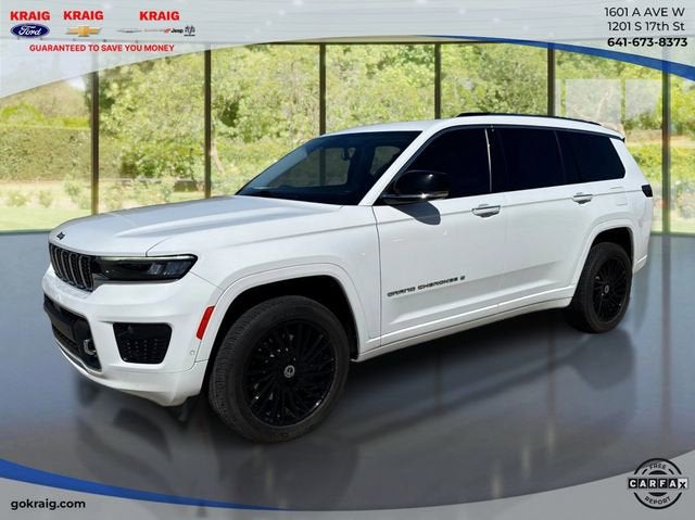 2021 Jeep Grand Cherokee L Overland in White — front three-quarter view