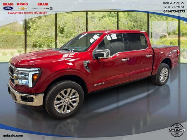 2025 Ford F-150 LARIAT in Red Metall — front three-quarter view