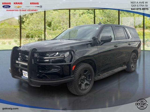 2021 Chevrolet Tahoe Commercial in Black — front three-quarter view